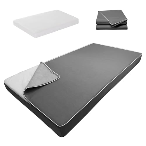 Image of Twin Size Porch Swing Day Bed Cushion Set Include Mattress with Cover,Patio Hanging Daybed Indoor Cushions Set (Dark Gray, 75 * 39 * 6in)