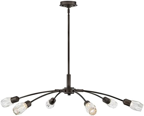 Fredrick Ramond Atera Large Single Tier Chandelier - Faceted Clear Crystal Glass Shades, Low Profile, Use T6 Bulbs (not Included), Includes (1) 6-in and (2) 12-in Down rods - Black Oxide Finish