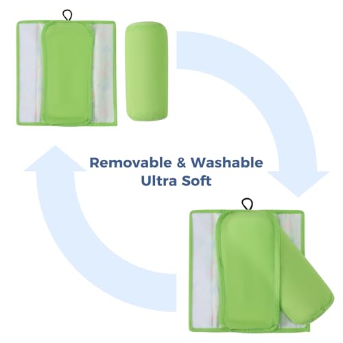 Image of COOLBEBE Seat Belt Pillow for Kids, Extra Soft Toddler Travel Pillow for Car Seat, Universal Carseat Strap Cushion Pads for Childs Baby People Adults, Green Dinosaurs