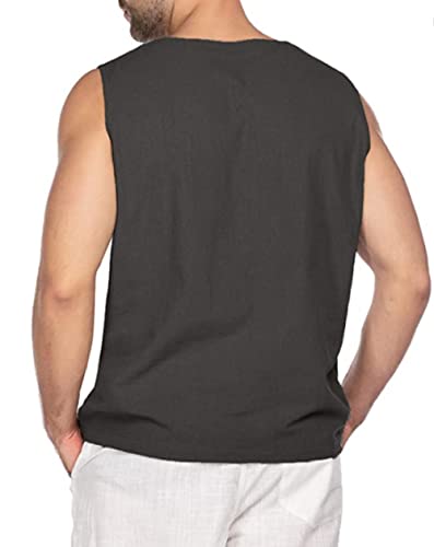 Camisa aloha de fiesta para hombre chaleco de algodón lino gris 2