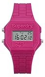 Farbe Armband: pink Superdry Damen Digital Quarz Uhr mit Silikon Armband SYLSYL201P