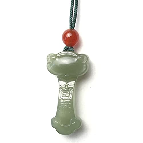 グリーン翡翠ネックレス、風水 富ネックレス Hetian 翡翠ネックレス 縁起の良いRuyiチャームペンダントネックレス グリーン翡翠のお守り 天然石ネックレス レイキ 瞑想ストーンネックレス 女性 男性 幸運