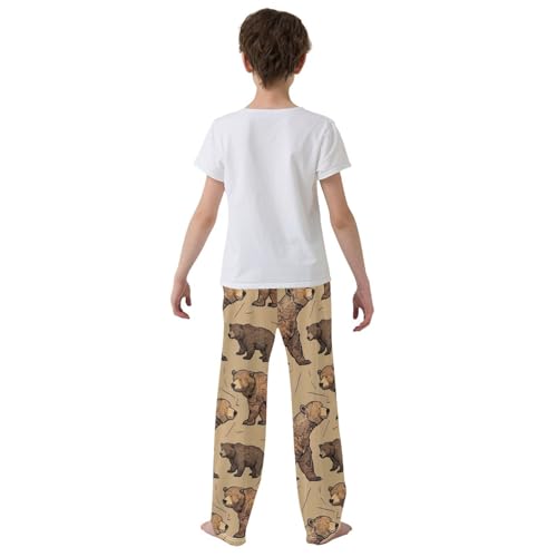 ZZXXB Bears Boys Long Pants Soft Trousers Elastic Waist Kids Lounge Bottoms with Pockets S-XL3