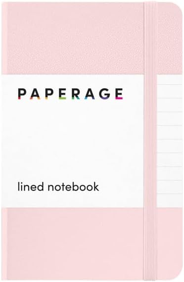 PAPERAGE - Cuaderno de bolsillo a rayas, 160 páginas, pequeño, papel grueso 100 gsm, de tapa dura, 3.6 x 5.6 pulgadas, paquete de 1, color rosa rubor