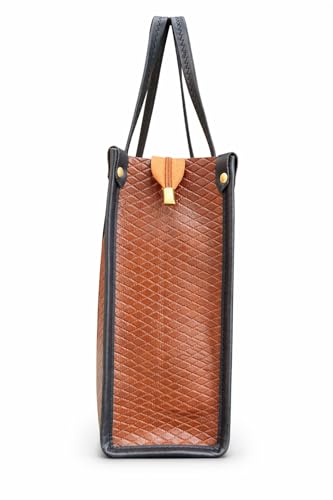 Image of KEALIN Women Stylish Cream Tote Bag with Double Chain Handles | Large Capacity Shoulder Handbag | PU Leather Office, Shopping & Travel Handbag for Women & Girls