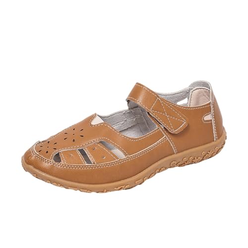 Sandalias ortopédicas para mujer de verano, punta cerrada, sandalias bajas para mujer, elegantes, zapatos de patrón perforado transpirables, suela antideslizante y plantilla suave, sandalias de paseo