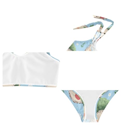Wusikd Cute Hedgehog Girls Swimsuits Two Piece Green Leaf Swimwear Bikini Set for for Girls Size 3T4