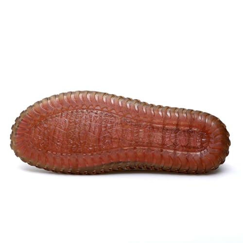 Image of Men's Genuine Leather Loafer Shoes Slip On Soft Walking Shoes Perforated Driving Shoes