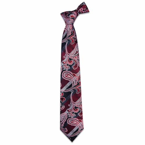 Image of YourTies Silk Paisley Floral Tie and Pocket Square Cufflinks with Lapel Pin Sets for Men 5PC Wedding Party
