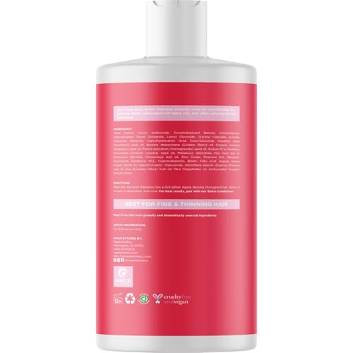Image of Fruity Biotin Shampoo for Thinning Hair - Volumizing Shampoo for Fine Hair with B Vitamins Rosemary Pomegranate & Strawberry Oils - Paraben Silicone and Sulfate Free Vegan Formula (16 Fl Oz)
