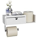 HapiRm Toilet Roll Holder With Drawer Storage Shelf - Self Adhesive Toilet Paper Shelf, Space-Saving Washroom Toilet Tissue Holder, Wall Mounted Box Stick-On Toilet Paper Holder for Bathroom