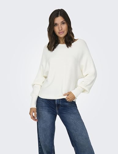 ONLY Damen Onladaline L/S Short Pullo KNT Noos Strickpullover Mit U-Boot-Ausschnitt 15226298,Snow White,M – Ansicht 2