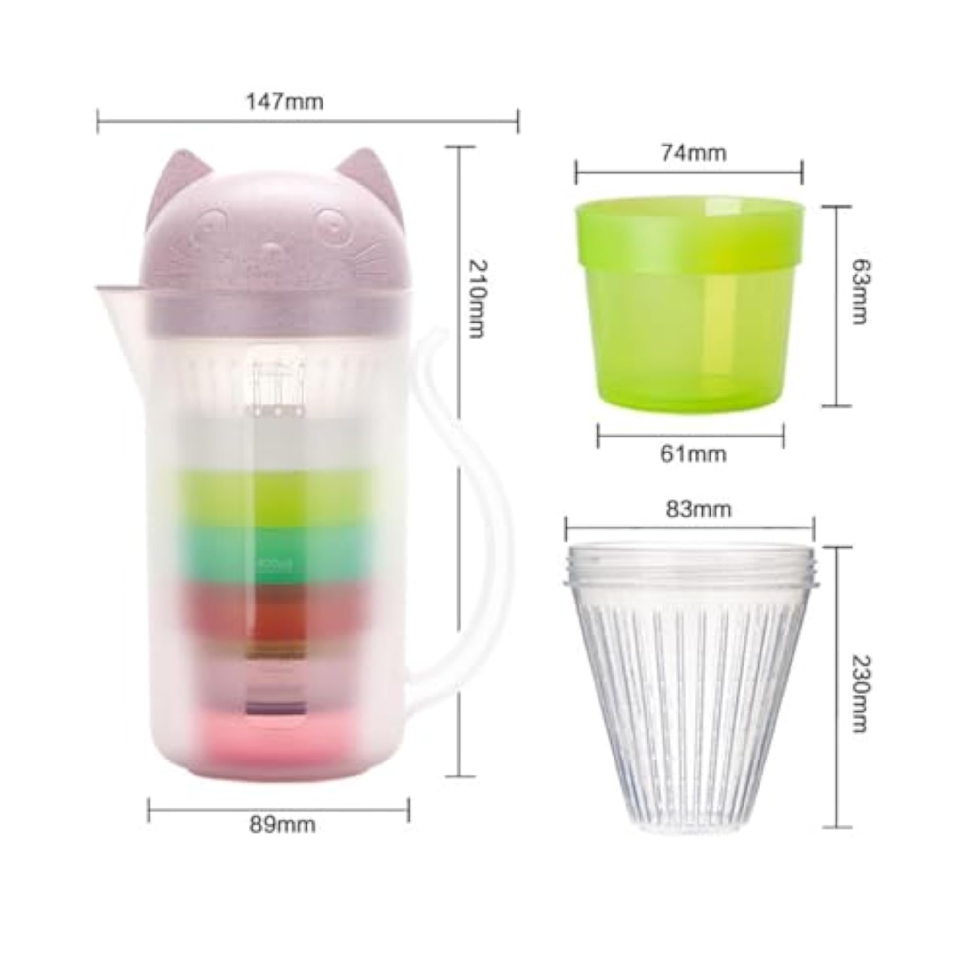Water Pitcher with Cups and Lid, Pink Ice Tea Pitcher