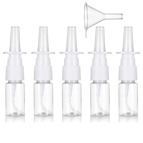 simarro 5 mini botellas de spray nasal, portátil, transparente, rellenable, niebla fina, para el cuidado de la rinitis, cosméticos, perfume, maquillaje, agua, contenedor con embudos, 10 ml