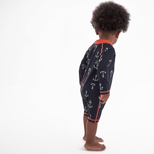 Gerber Baby Boys Toddler Long Sleeve One Piece Sun Protection Rashguard Swimsuit, Blue Anchor, 3-6 Months - image 6