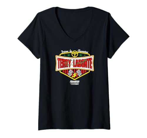 Womens Terry Labonte Hendrick Motorsports Officially Licensed Black V-Neck T-Shirt
