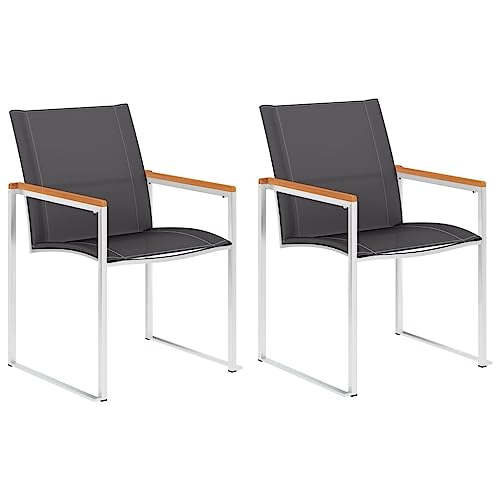HETFTJN Lot de 2 Chaises de Jardin Empilables, Fauteuils d'Extérieur en Bois d'Acacia Massif et...