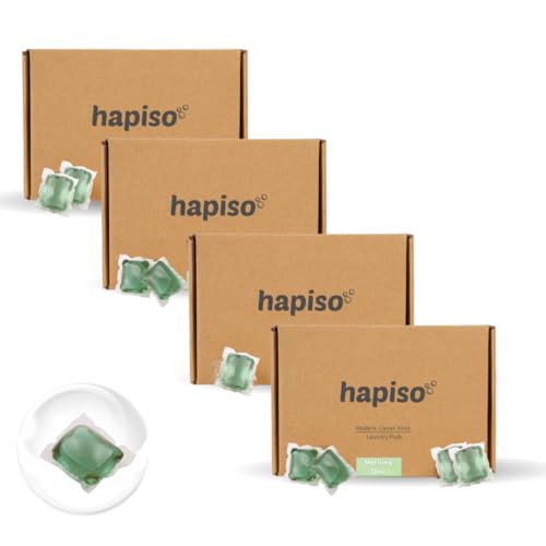 Image of Hapiso Morning Dew Laundry Pods Liquid Detergent | 5-in-1 Pods, Detergent Pods for Washing Machine | Front & Top Load | Tough on Stains & Odour | 60 Eco-Friendly Washing Pods