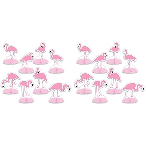 Beistle 16 Stück Flamingo Mini Tischdekoration Sommer Luau Dekorationen Tropische Hawaii Motto Party Supplies Cover