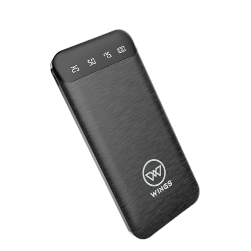 Image of Wings Power Boost 10000mAh Powerbank with 12W Fast Charging, Dual Output, Li-Polymer, Multi- Protection Powerbank for iPhone, Android & Other Devices, Made in India