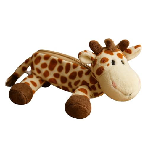 SIROCO Trousse Girafe en Peluche 25 cm Fermeture Zippée Souple Idéale École Enfant ou Bureau