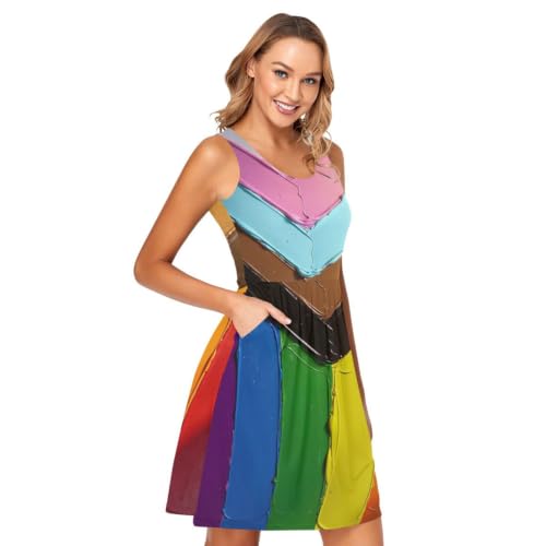 Vestido arco iris con bolsillos para desfiles del orgullo y eventos de verano