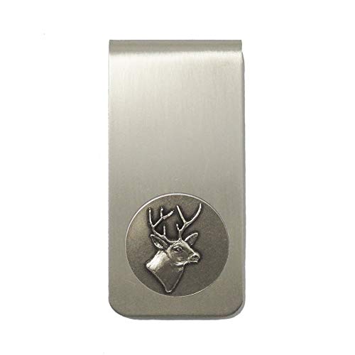 Money Clip Nickel Silver with Buck 3/4 inches emblem Made in USA