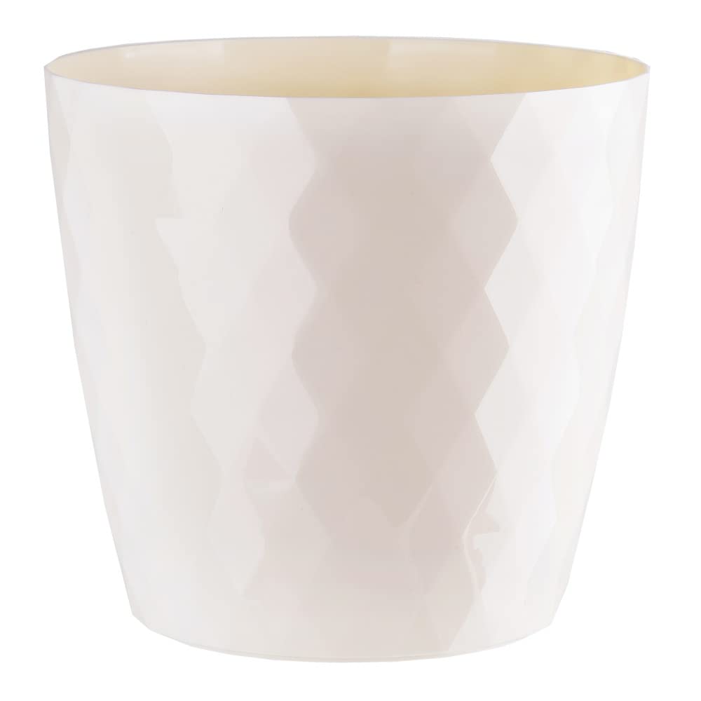KORAD Cristal Indoor Flower Pot Covers without Drainage Holes | Round Plastic Plant Pots Container for All Houseplants | 9 Modern Colours & 7 Sizes- (Cream, Ø 25 cm (9.84 inch))