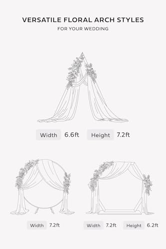 Ling's Moment Pink White Artificial Wedding Arch Flowers Kit Pack of 4, 2pcs Hanging Flower Arrangement 2pcs Chiffon Drapes Ceremony Reception Silk Rose Arbor Backdrop Floral Garden Outdoor Decoration