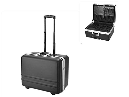 Preisvergleich Produktbild Praktischer Werkzeugkoffer Rollkoffer mit ausziehbarem Teleskopgriff Werkzeug Trolley Set Rolling Werkzeugtrolley Koffer Locking (Schwarz)