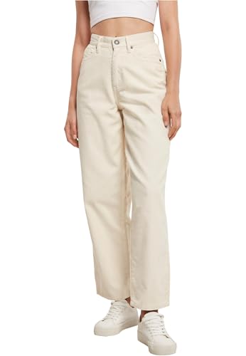 Ladies High Waist 90 ´s Leg Corduroy Pants Pantaloni 34 donna wide sabbia