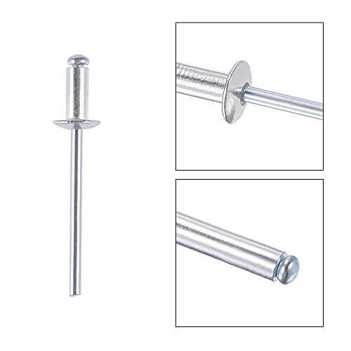 Uxcell Blind Rivets, Aluminum Pull Rivets Core Decoration Rivets 4Mm Diameter 10Mm Grip Length Silver Tone, 60Pcs #TOP2