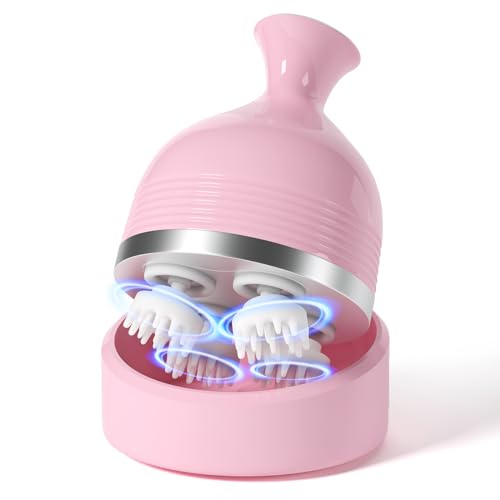 BEICHEN Scalp Massager, Scalp Massager with 4 Removable Massage Claws, Portable Rechargeable Head Massager, Dog&Cat Massager, Massager for Hair Growth and Stress Relax - Pink