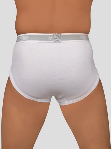 Image of VIP Signor Men's Super Combed Cotton Rib Solid White Briefs with Ultra Soft Waistband