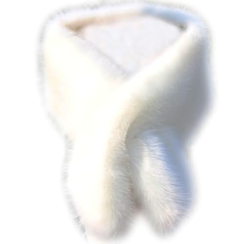 Harssidanzar Women Winter Faux Fur Scarves Shawl Wrap Collar Shrug for Cold Winter Warmer KL601US