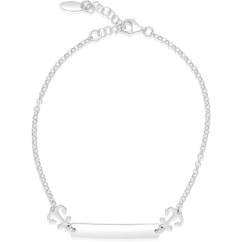 GioiaPura Bracciale da Uomo Bracciale in Argento 925 con targhetta Centrale Personalizzabile e Ancore. Chiusura a moschettone. Misure: 20+3. La referenza è RMBR21778