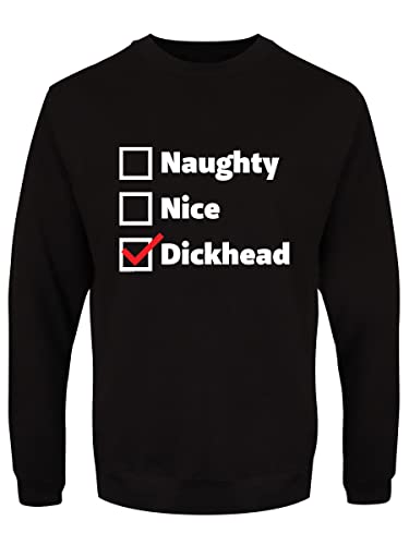 Pull de Noël Naughty Nice Dickhead Noir pour Homme Taille S