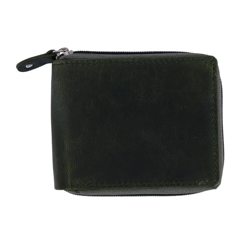 CTM Men's RFID Zip Around Wallet, Green