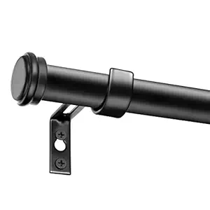 Curtain Rods for Windows 66 to 120, 1 Inch Black Curtain Rod Set, Heavy Duty Drapery Rods with Adjustable Curtain Rods, Outdoor Curtain Rod with Simple End Caps, Room Divider Curtain Rod, 66