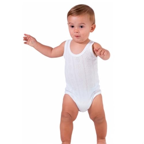 FABIO - Baby-Body, durchbrochene Träger für Kleinkinder, weiß, 24