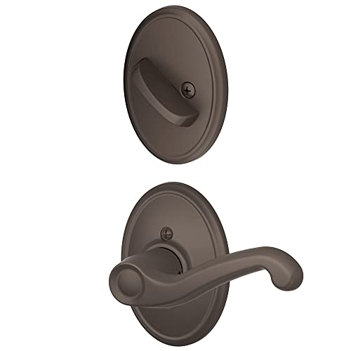 Schlage Lock Company F59FLA613WKFLH Oil Rubbed Bronze Flair Left Handed Interior Pack Lever Set with Single Cylinder Deadbolt and Decorative Wakefield Rose