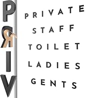 Erhabene Buchstaben Aufkleber Schild Private, Staff, Toilette, Gents, Ladies– Tür- und Wandbeschriftung im Vintage-Stil (Schwarz, Englisch)