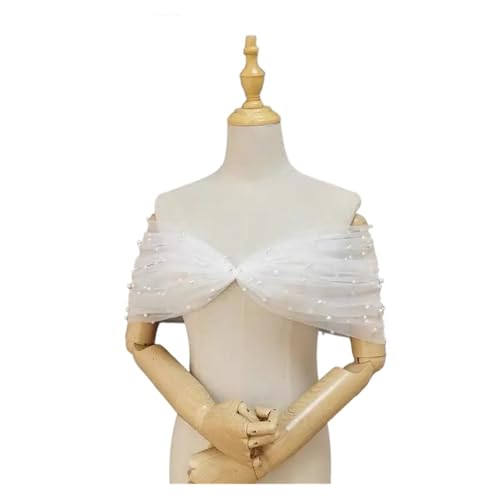Bride shawl Pearl One Shoulder Mesh Women's Wedding Dress Party Dress Accessories for Bride