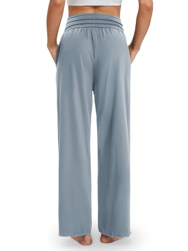 Image of Gracyoga Wide Leg Yoga Pants for Women Casual Loose Cozy Sweatpants High Waisted Lounge Pajama Flowy Pants With Pockets