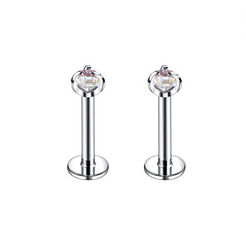 16G Labret Monroe Lip Ring Internally Threaded Labret Studs Stainless Steel Labret Lip Piercing Tragus Cartilage Earring