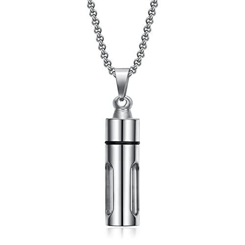 QIAMNIQIAMNI 316 Stainless Steel Openable Perfume Bottle Pendant Necklace, ins Fashion and Creativity, Suitable for Men and Women