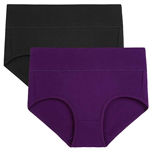 Image of wirarpa Women's Cotton Underwear High Waist Full Coverage Brief Panty Multipack