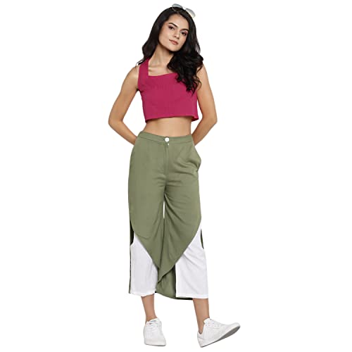 Image of DEEBACO Women's Regular Fit Cotton Pintuck Round Neck Solid Crop Top for Women Stylish Sleeveless One Piece Casual Girl Tops (White, Pink, Mustard)
