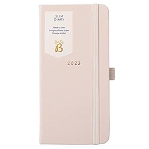 Busy B Slim Diary January to December 2023 – Pink – Faux Leather Week to View Planner with Notes
