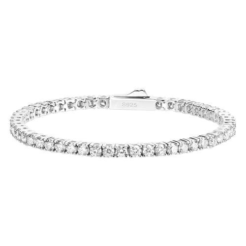 Moissanite Tennis Bracelet For Women and Men in 18K White Gold/Yellow Gold Over Sterling Silver, 2mm-4mm Width, Comes With Gift Box